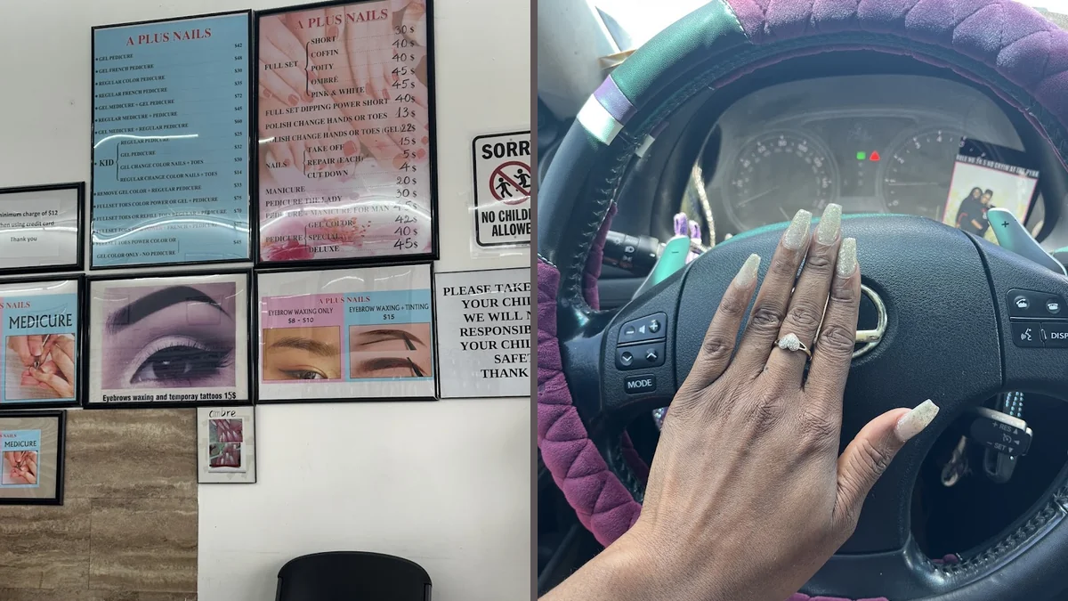 Nail salon workstations with manicure chairs
