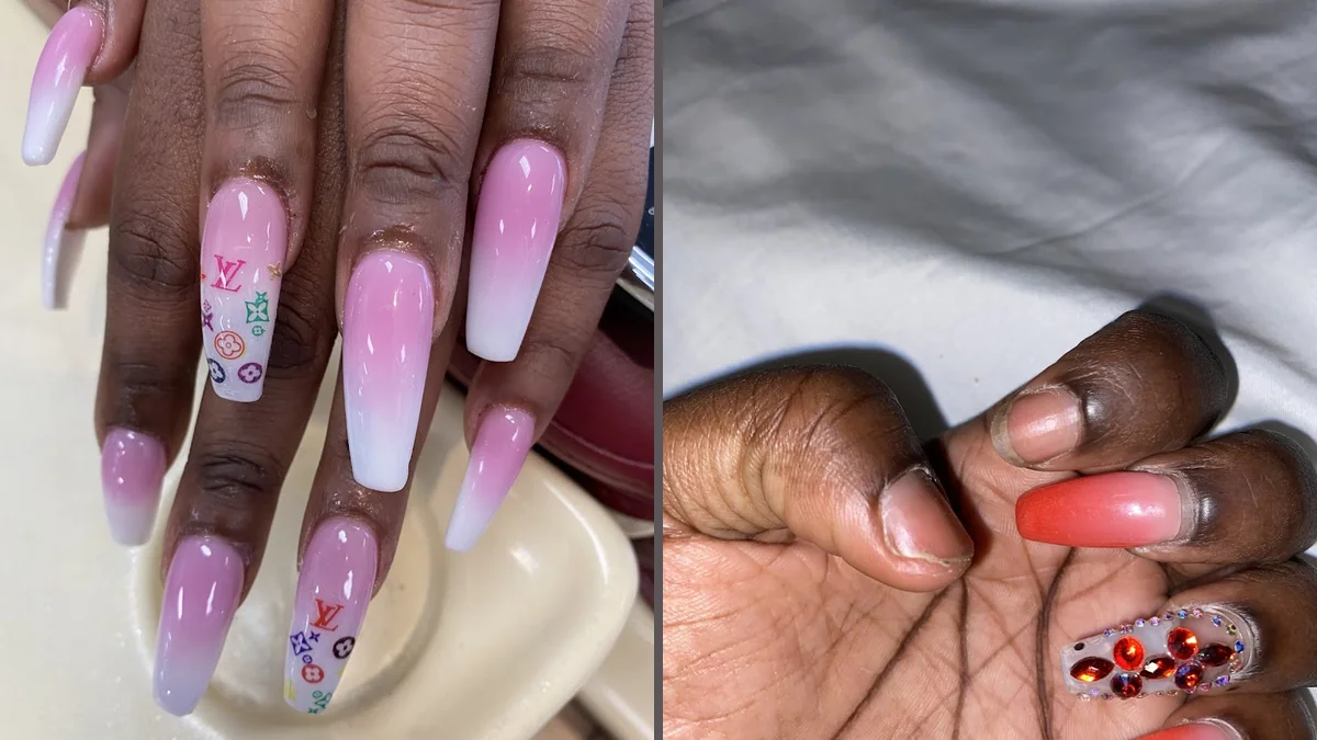 Polished nails displayed near salon tools